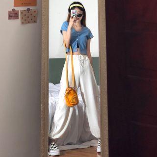 Button Short-sleeve Top / Sweatpants