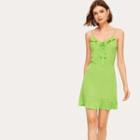 Sleeveless Lace-up Ruffle Trim Dress