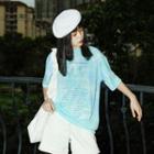 Short-sleeve Cartoon Print Tie-dyed T-shirt
