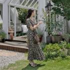 Wrap-front Tiered Maxi Floral Dress