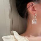 Acrylic Drop Hoop Earring 1 Pair - White & Transparent - One Size