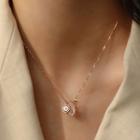 Rhinestone Love Heart Lock Pendant Necklace As Shown In Figure - One Size
