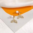 Faux Pearl Mermaid Tail Dangle Earring 1 Pair - Gold - One Size
