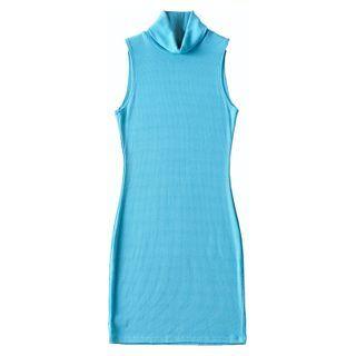 Sleeveless Mock-neck Knit Bodycon Dress