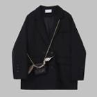 Set: Double-breasted Blazer + Mini Chain Crossbody Bag