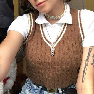 Contrast-trim Knitted Vest