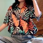 Print Elbow-sleeve Shirt Multicolor - One Size