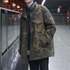 Fleece-lined Camouflage Button Jacket