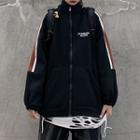 Colored Panel Zip Jacket Black - One Size