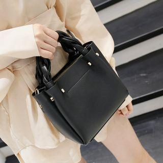 Faux Leather Zip Handbag