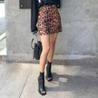 Leopard Faux-leather Miniskirt