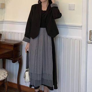 Sleeveless Midi A-line Dress / Blazer