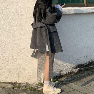 Side-slit Tie-waist Coat
