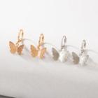 Butterfly Drop Earring 19778 - 2 Pairs - 1 Gold & 1 Silver - One Size