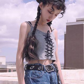 Lace-up Sleeveless Cropped Top