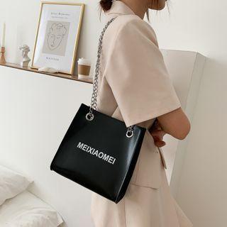 Lettering Print Chain Crossbody Bag