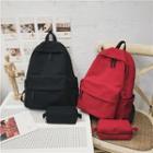 Plain Canvas Backpack With Zipper Bag