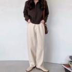 High-rise Cotton Wide-leg Pants