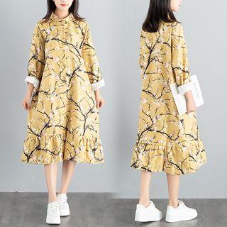 Printed A-line Collared Dress