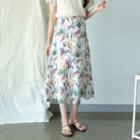 Foliage-patterned Long Skirt