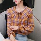 Double-collared Plaid Blouse