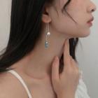 925 Sterling Silver Faux Pearl Drop Earring 1 Pc - Blue & Silver - One Size