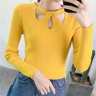 Long-sleeve Cut-out Knit Top