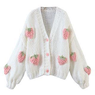 Strawberry Cardigan Strawberry - White - One Size