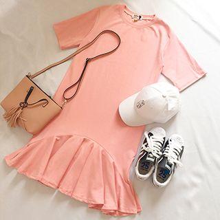 Short-sleeve Ruffle A-line Dress