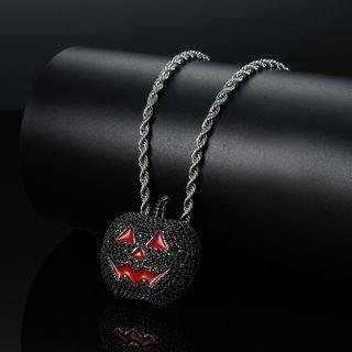 Halloween Rhinestone Pumpkin Pendant Necklace
