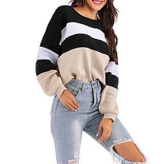 Long Sleeve Stripped Sweatshirt