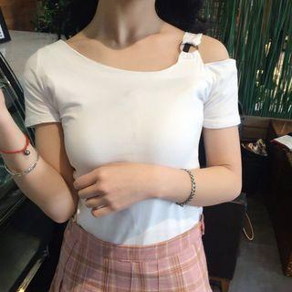 One-shoulder Strap Short-sleeve T-shirt
