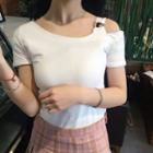One-shoulder Strap Short-sleeve T-shirt