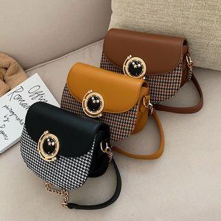 Houndstooth Crossbody Flap Bag