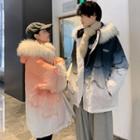 Couple Matching Ombre Zip-up Parka