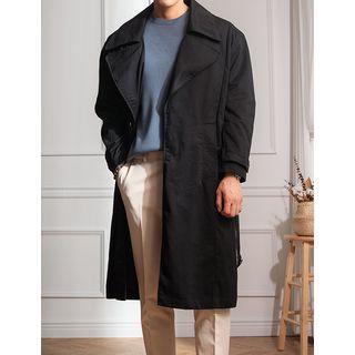 Wide-lapel Single-breasted Trench Coat With Belt