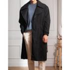 Wide-lapel Single-breasted Trench Coat With Belt