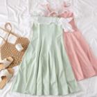 Off-shoulder Ruffled-trim Midi Dress