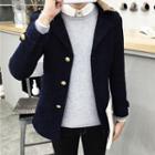 Contrast Collar Wool Blend Jacket