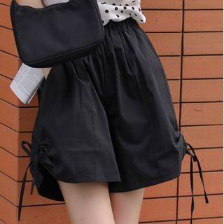 Tie-side Elastic-waist Plain Shorts