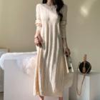 Maxi A-line Cable Knit Sweater Dress