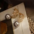 Faux Pearl Rhinestone Earring 1 Pair - Gold & Silver - One Size