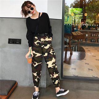 Camo Print Jogger Pants As Shown In Figure - One Size