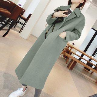 Notch-lapel Snap Button Coat