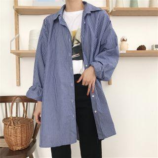 Striped Mini A-line Shirtdress