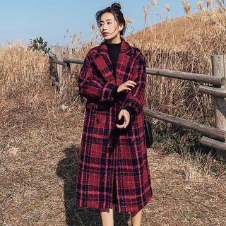 Tweed Double Breasted Long Coat