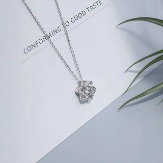 925 Sterling Silver Rhinestone Hexagram Necklace As Shown In Figure - One Size