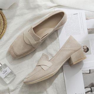 Faux Suede Chunky Heel Loafers
