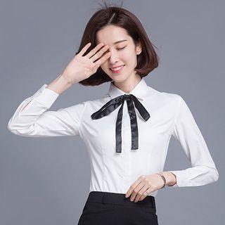 Tie Neck Dress Shirt