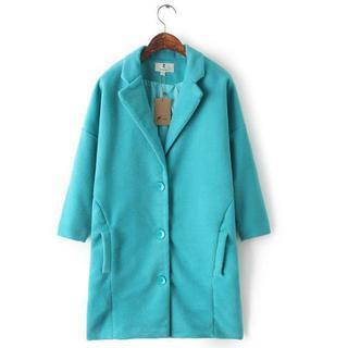 3/4-sleeve Buttoned Coat